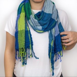 Blue and Green Plaid Scarf